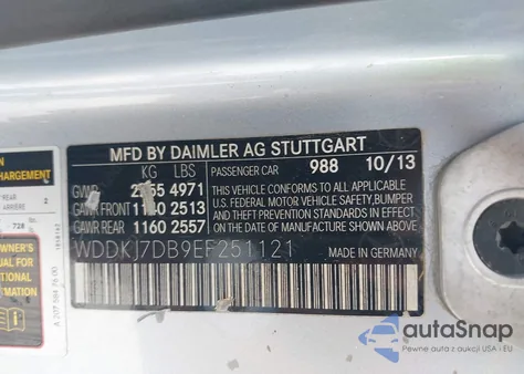 2014 Mercedes-Benz E 550 z USA, uszkodzony, nr VIN WDDKJ7DB9EF251121